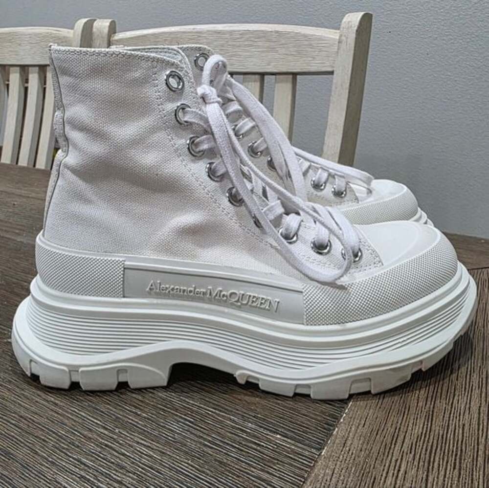 Alexander McQueen White Tread Slick Chunky Platform HighTop Boots Size 5 / EU 35 - Picture 5 of 9